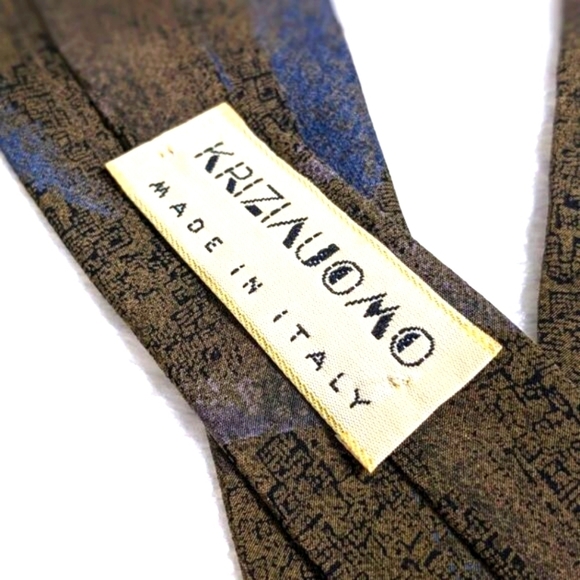 Vintage Men's "Krizia Uomo" Neutral Grey Understated Silk Tie Made in Italy - Picture 8 of 13